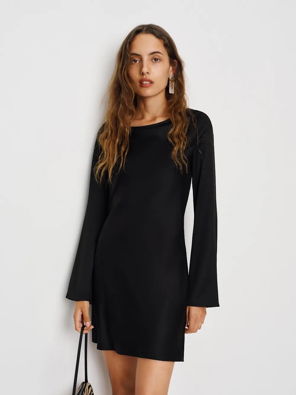 Black Reformation Pike Satin Dress - Size M